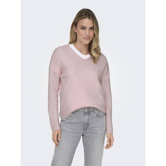 ONLY Damen ONLCAMILLA V-Neck L/S Strickpullover KNT 15204588, Potpourri ,S