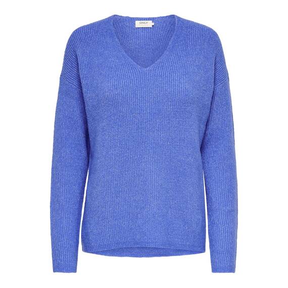ONLY Damen ONLCAMILLA V-Neck L/S Strickpullover KNT 15204588, Ultramarine/Detail:Melange,XS