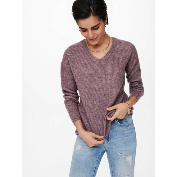 ONLY Damen ONLCAMILLA V-Neck Strickpullover 2-Pack, Rose Brown Melange/Birch Melange, M