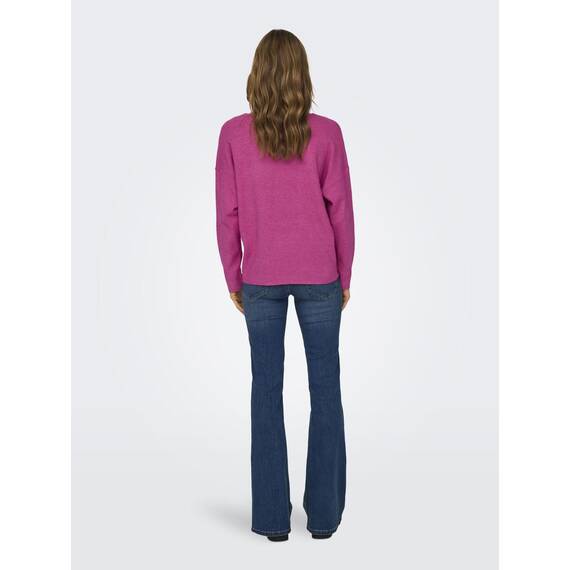 ONLY Damen Strickpullover V-Ausschnitt Sweater Onlrica Life L/S V-Neck Pullo KNT Noos 15224360,Raspberry Rose/Detail:Melange,L