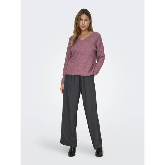 ONLY Damen ONLCAMILLA V-Neck L/S Strickpullover KNT 15204588, Crushed Berry/Detail:Melange,M