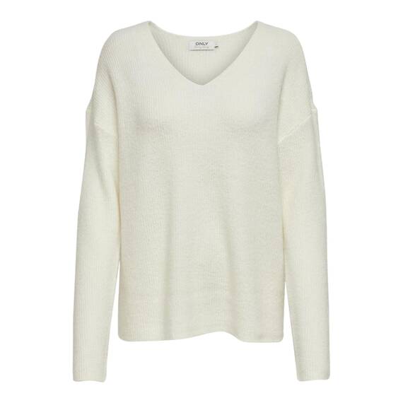 ONLY Damen ONLCAMILLA V-Neck L/S Strickpullover KNT 15204588, Birch/Detail:Melange,M
