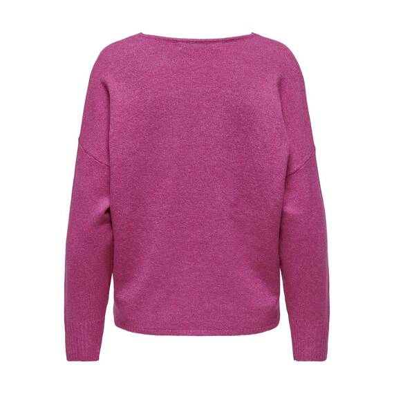 ONLY Damen Strickpullover V-Ausschnitt Sweater Onlrica Life L/S V-Neck Pullo KNT Noos 15224360,Raspberry Rose/Detail:Melange,L
