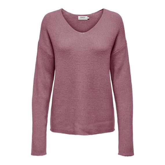 ONLY Damen ONLCAMILLA V-Neck L/S Strickpullover KNT 15204588, Crushed Berry/Detail:Melange,M