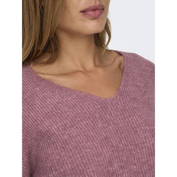 ONLY Damen ONLCAMILLA V-Neck L/S Strickpullover KNT 15204588, Crushed Berry/Detail:Melange,M