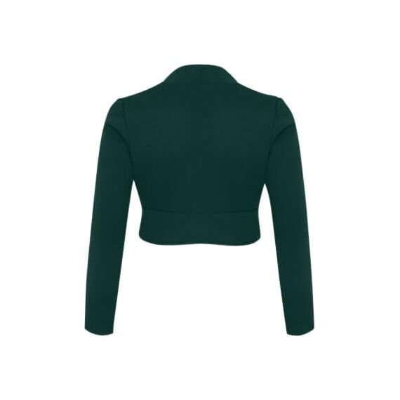 DANAEST Damen Langarm Bolero Festliche Strickjacke für einen femininen Look (704) (DE/NL/SE/PL, Alphanumerisch, L, Regular, Kurz, Dunkelgrün)