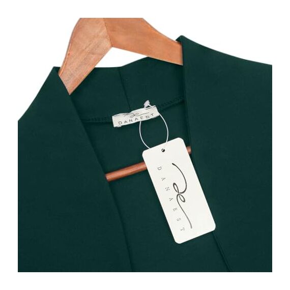 DANAEST Damen Langarm Bolero Festliche Strickjacke für einen femininen Look (704) (DE/NL/SE/PL, Alphanumerisch, M, Regular, Kurz, Dunkelgrün)