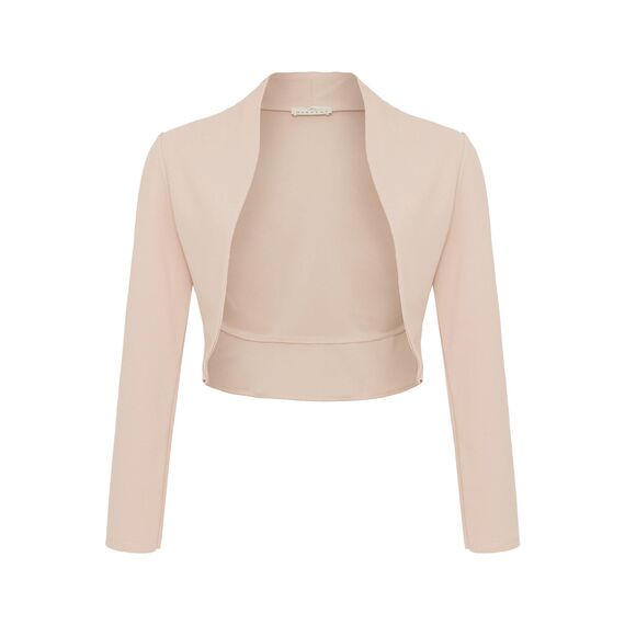 DANAEST Damen Langarm Bolero Festlich Strickjacke Schulterjacke Kurz Top (704), Grösse:XL, Farbe:Beige