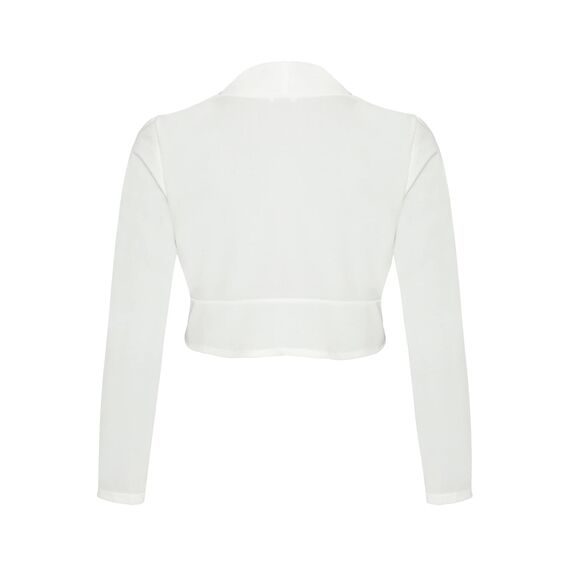 DANAEST Damen Langarm Bolero Festlich Strickjacke Schulterjacke Kurz Top (700), Grösse:XXL, Farbe:Weiß