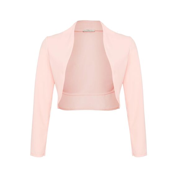 DANAEST Damen Langarm Bolero Festlich Strickjacke Schulterjacke Kurz Top (700), Grösse:M, Farbe:Rosa