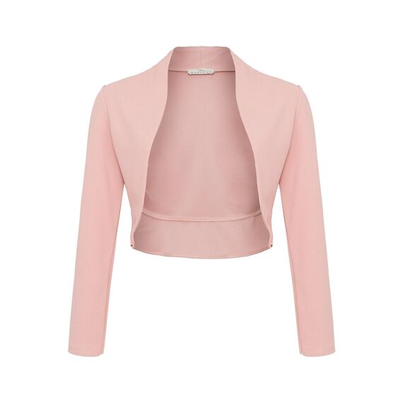 DANAEST Damen Langarm Bolero Festlich Strickjacke Schulterjacke Kurz Top (700), Grösse:S, Farbe:Altrosa