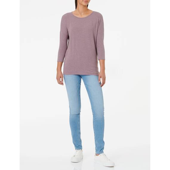 ONLY Damen Onlglamour 3/4 Top JRS Noos Top, Grape Shake/Detail:melange ,XS
