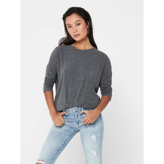 ONLY Damen Onlglamour 3/4 JRS Noos Top, Dark Grey Melange, L EU