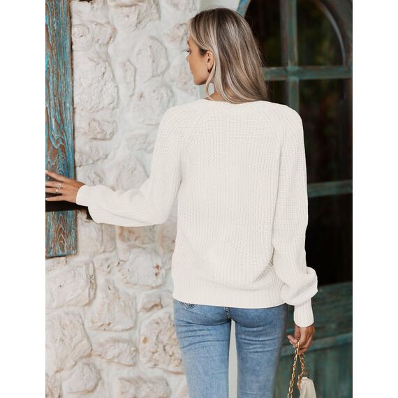 Hotouch Cardigan Damen Langarm Strickcardigan mit Knopf Kuschelig und Weich Kurz Pullover für Frühling Hersbt Winter Weiß S