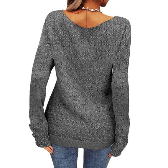 Tankaneo Damen Solide Langarm Pullover Rundhalsausschnitt Slim Knit Top Herbst Pullover