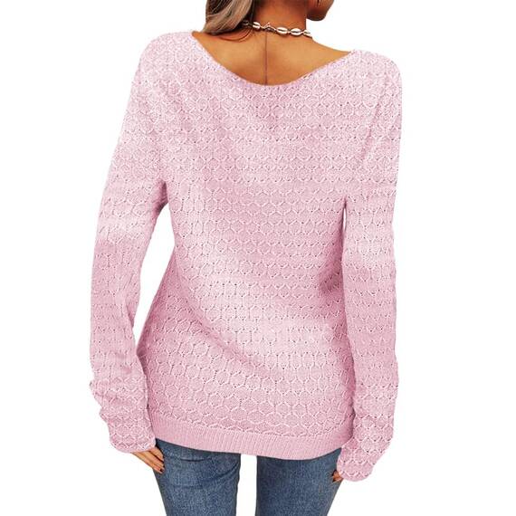 Tankaneo Damen Solide Langarm Pullover Rundhalsausschnitt Slim Knit Top Herbst Pullover