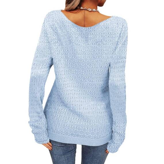 Tankaneo Damen Solide Langarm Pullover Rundhalsausschnitt Slim Knit Top Herbst Pullover