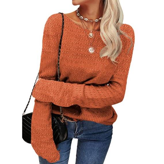 Tankaneo Damen Solide Langarm Pullover Rundhalsausschnitt Slim Knit Top Herbst Pullover