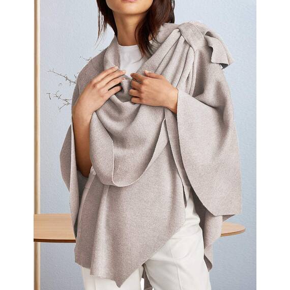 PULI Damen Poncho Schal Cashmere Feeling Strick Cape Cardigan Für Frauen Geschenk Für Mutter