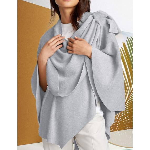 PULI Damen Poncho Schal Cashmere Feeling Strick Cape Cardigan Für Frauen Geschenk Für Mutter