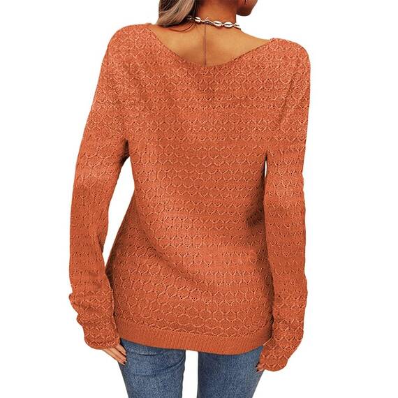Tankaneo Damen Solide Langarm Pullover Rundhalsausschnitt Slim Knit Top Herbst Pullover