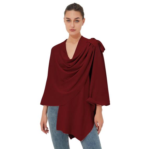 PULI Damen Poncho Schal Cashmere Feeling Strick Cape Cardigan Für Frauen Geschenk Für Mutter