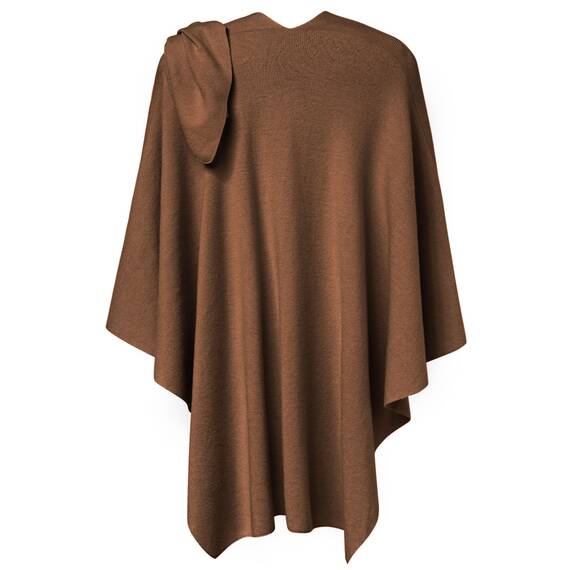 PULI Damen Poncho Schal Cashmere Feeling Strick Cape Cardigan Für Frauen Geschenk Für Mutter Karamell