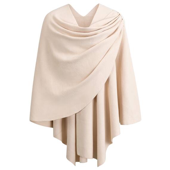 PULI Damen Poncho Schal Cashmere Feeling Strick Cape Cardigan Für Frauen Geschenk Für Mutter Leinen