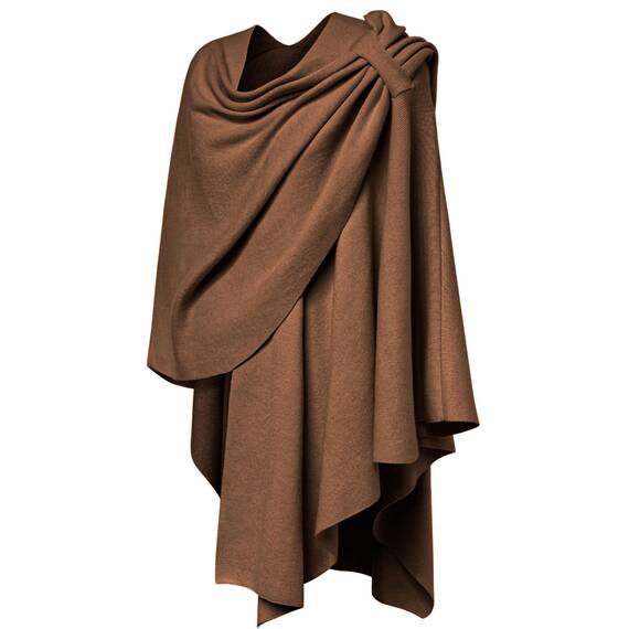 PULI Damen Poncho Schal Cashmere Feeling Strick Cape Cardigan Für Frauen Geschenk Für Mutter Karamell