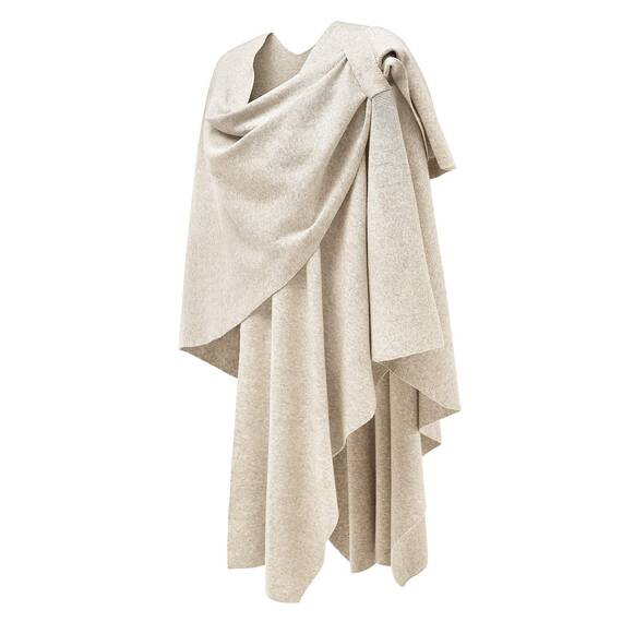 PULI Damen Poncho Schal mit Kaschmir Strick Cape Cardigan für Frauen , 1-beige, Gr. Einheitsgröße