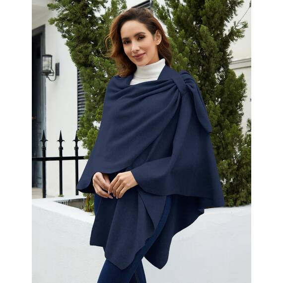 PULI Damen Poncho Schal Cashmere Feeling Strick Cape Cardigan Für Frauen Geschenk Für Mutter