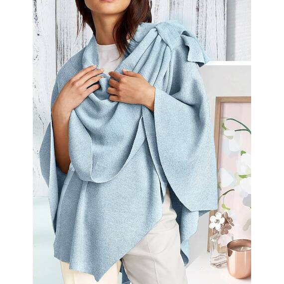 PULI Damen Poncho Schal Cashmere Feeling Strick Cape Cardigan Für Frauen Geschenk Für Mutter