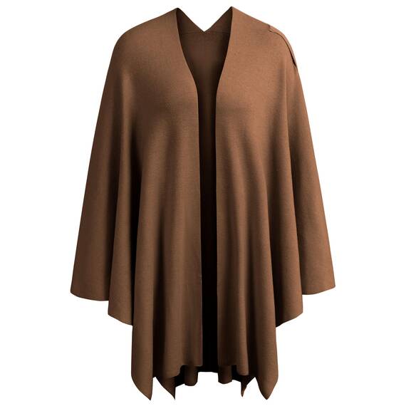PULI Damen Poncho Schal Cashmere Feeling Strick Cape Cardigan Für Frauen Geschenk Für Mutter Karamell
