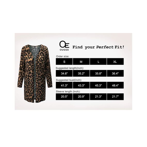 OUGES Strickjacken füR Damen Lang Cardigan Elegante Leicht Strickjacke Herbst Strickjackenpullover mit Taschen L