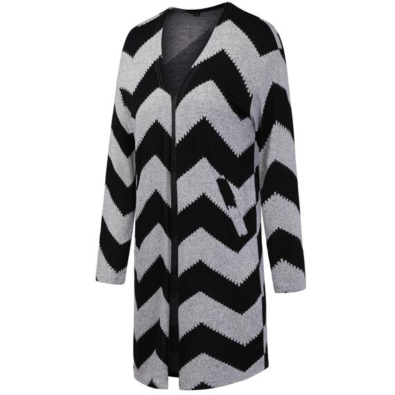 OUGES Strickjacken füR Damen Lang Cardigan Elegante Leicht Strickjacke Herbst Strickjackenpullover mit Taschen L
