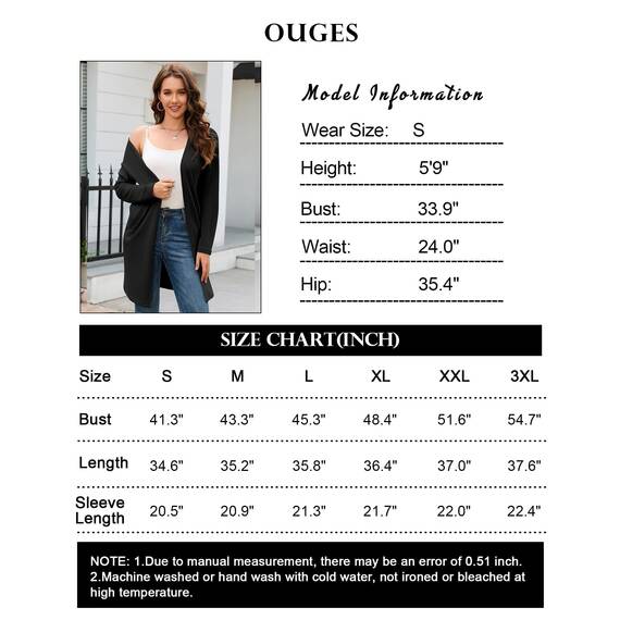 OUGES Strickjacken füR Damen Lang Cardigan Elegante Leicht Strickjacke Herbst Strickjackenpullover mit Taschen Rosenrot XL