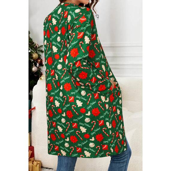 OUGES Strickjacken füR Damen Lang Cardigan Elegante Leicht Strickjacke Weihnachtsstrickjackemit Taschen XL