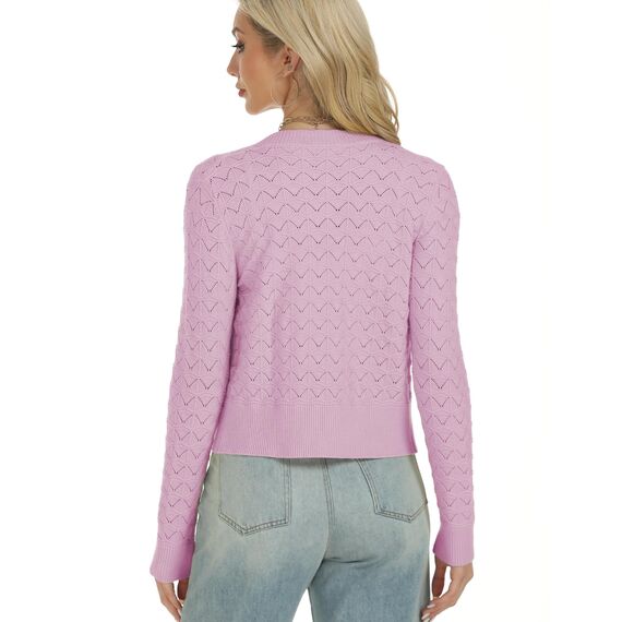 Enjyam Damen Strickjacke Elegant Langarm Rundhals Cardigan Leicht Jäckchen mit Knöpfe Weiche Weste über Top Kleid