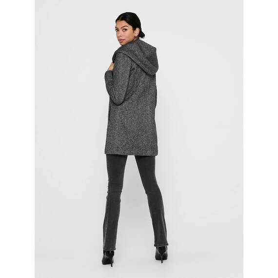 ONLY Damen klassischer Mantel OnlSedona Coat Übergangs-Jacke Kapuze Einfarbig, Farbe:Dunkelgrau, Größe:S