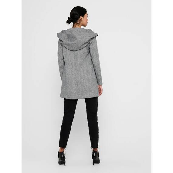 ONLY Damen klassischer Mantel OnlSedona Coat Übergangs-Jacke Kapuze Einfarbig, Farbe:Hellgrau, Größe:XS