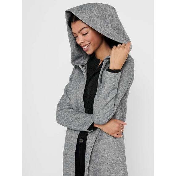 ONLY Damen klassischer Mantel OnlSedona Coat Übergangs-Jacke Kapuze Einfarbig, Farbe:Hellgrau, Größe:XS