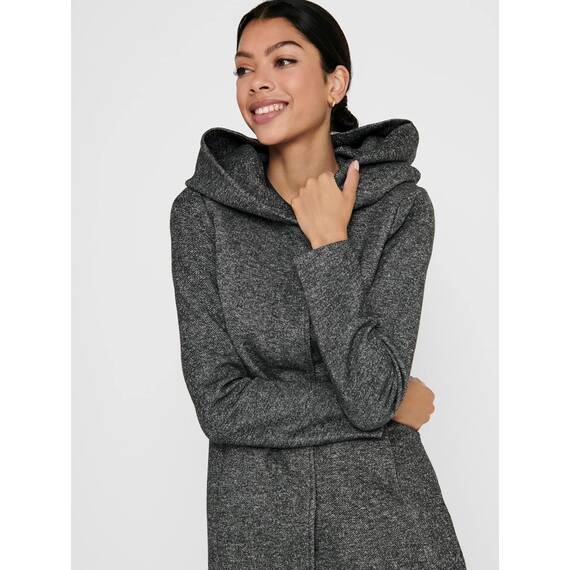 ONLY Damen klassischer Mantel OnlSedona Coat Übergangs-Jacke Kapuze Einfarbig, Farbe:Dunkelgrau, Größe:XS
