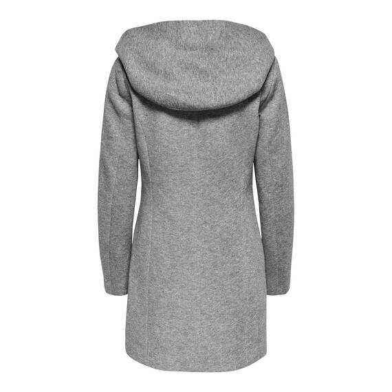 ONLY Damen klassischer Mantel OnlSedona Coat Übergangs-Jacke Kapuze Einfarbig, Farbe:Hellgrau, Größe:M