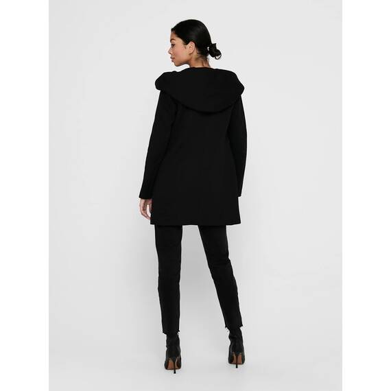ONLY Damen klassischer Mantel OnlSedona Coat Übergangs-Jacke Kapuze Einfarbig, Farbe:Schwarz, Größe:M