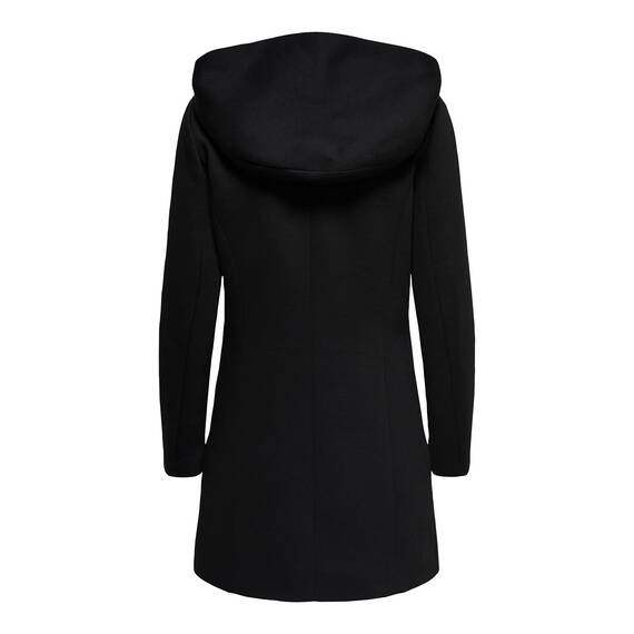 ONLY Damen klassischer Mantel OnlSedona Coat Übergangs-Jacke Kapuze Einfarbig, Farbe:Schwarz, Größe:M