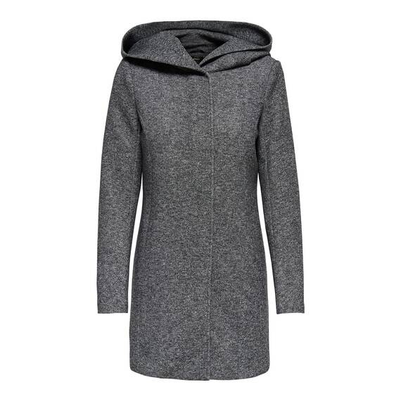ONLY Damen klassischer Mantel OnlSedona Coat Übergangs-Jacke Kapuze Einfarbig, Farbe:Dunkelgrau, Größe:XL