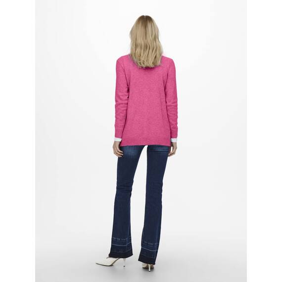 ONLY Damen Onllesly L/S Open Cardigan KNT Noos Strickjacke 15174274,Carmine Rose/Detail:Melange,S
