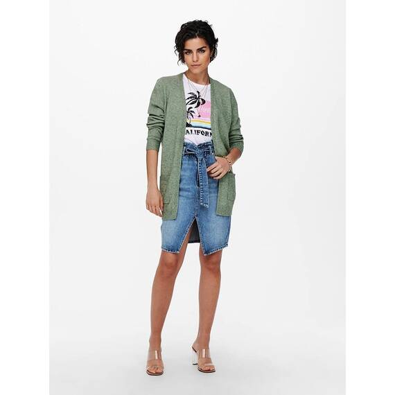 ONLY Damen Onllesly L/S Open Cardigan KNT Noos Strickjacke 15174274,Mist Green/Detail:Melange,S