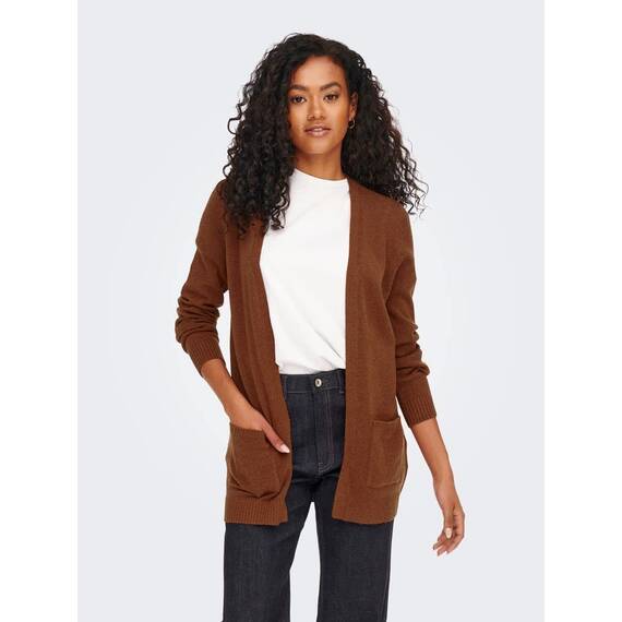 ONLY Damen Onllesly L/S Open Cardigan KNT Noos Strickjacke 15174274 ,Tortoise Shell/Detail:w. Melange ,XS