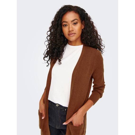 ONLY Damen Onllesly L/S Open Cardigan KNT Noos Strickjacke 15174274 ,Tortoise Shell/Detail:w. Melange ,XS